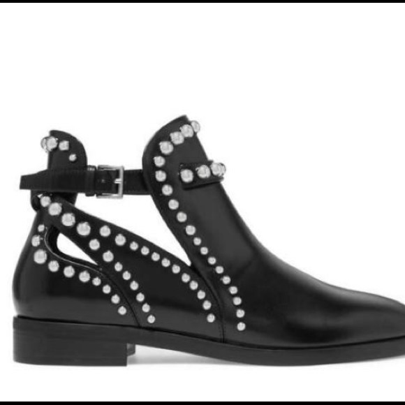 Fersini Italian Leather Ankle Boots Black Studded Booties Cutout Women's 9.5 - Picture 3 of 12